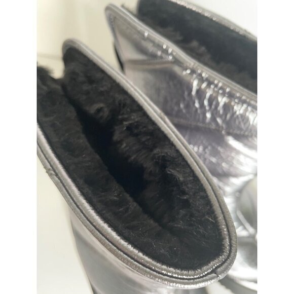 Anthropologie P448 LabyHi Puffer Boots Quilted Ankle Leather Silver 6 6.5 - Picture 8 of 9